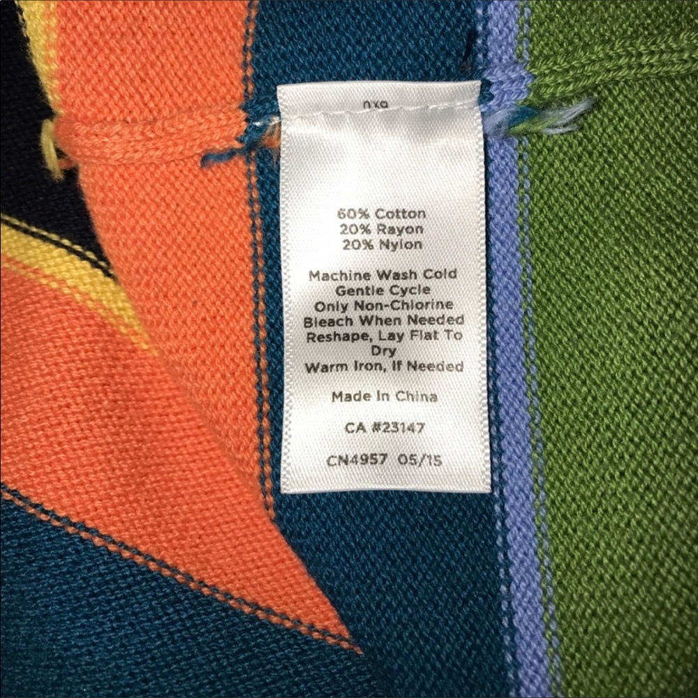 SOLD-Talbots Navy Blue & Pink Striped Sweater - Picture 6 of 6
